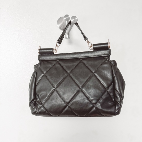 Badgley Mischka Big Diamond Quilting With Studs Bag Black Gold‎ - Picture 5 of 14